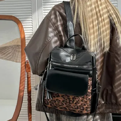 LEOPARD PRINT FASHION WOMEN BACKPACK 